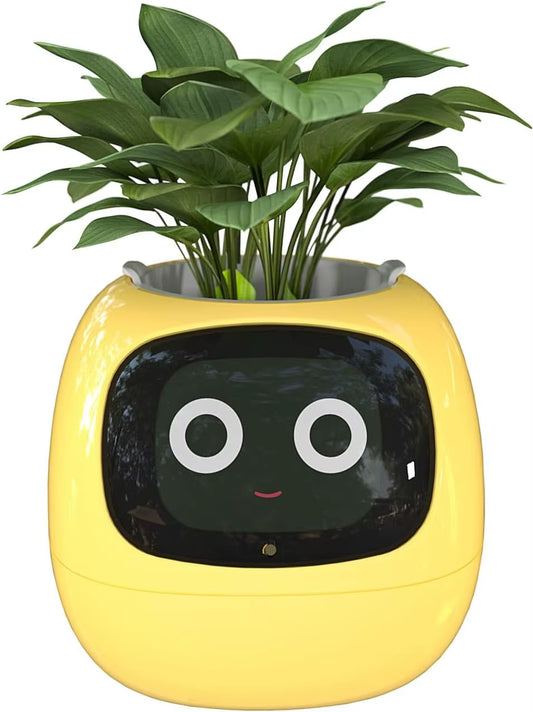 Smart Flowerpots, with Artificial Intelligence, Time Temperature Display, and Numerous Expressive Animations Based On